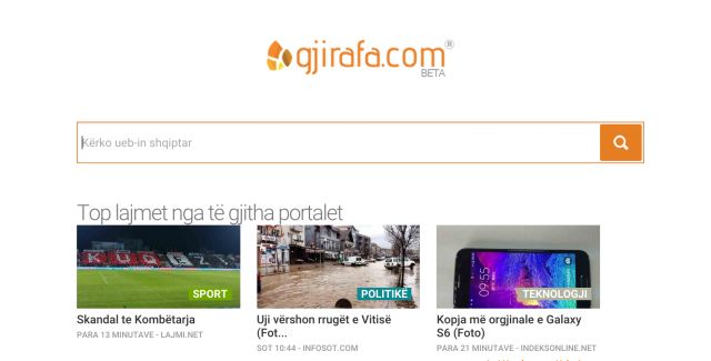 A snapshot of www.gjirafa.com