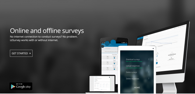 A snapshot of the www.iziSurvey.com application website. 